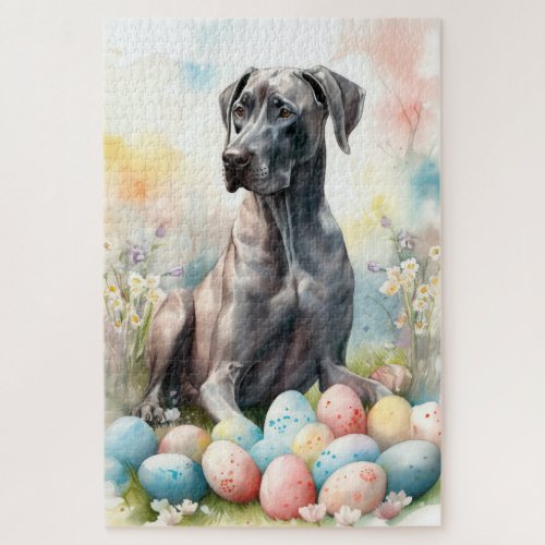 Great Dane with Easter Eggs Jigsaw Puzzle