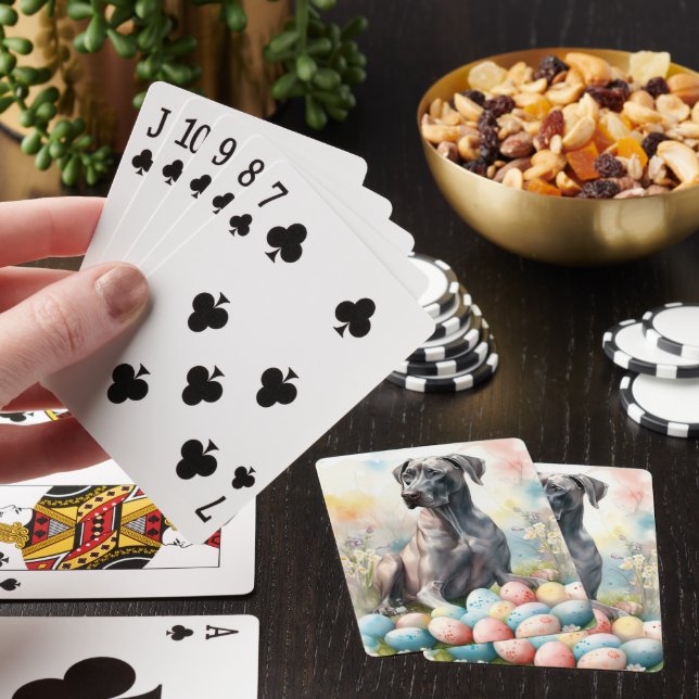 Great Dane with Easter Eggs Poker Cards (In Situ)