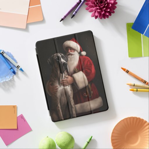 Great Dane With Santa Claus Festive Christmas  iPad Air Cover