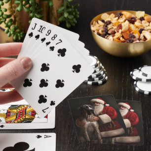 Great Dane With Santa Claus Festive Christmas Poker Cards