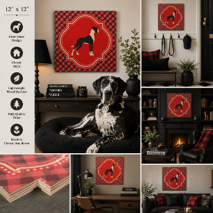 Great Dane Wood Wall Art – Classic Black and Red D