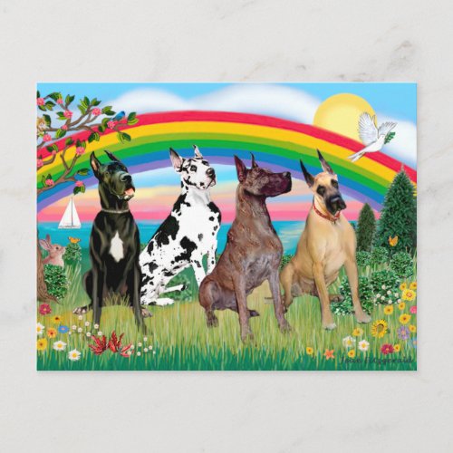 Great Danes four _ Rainbow Bright Postcard