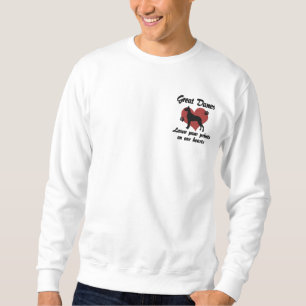 Great Danes Leave Paw Prints Embroidered Sweatshirt