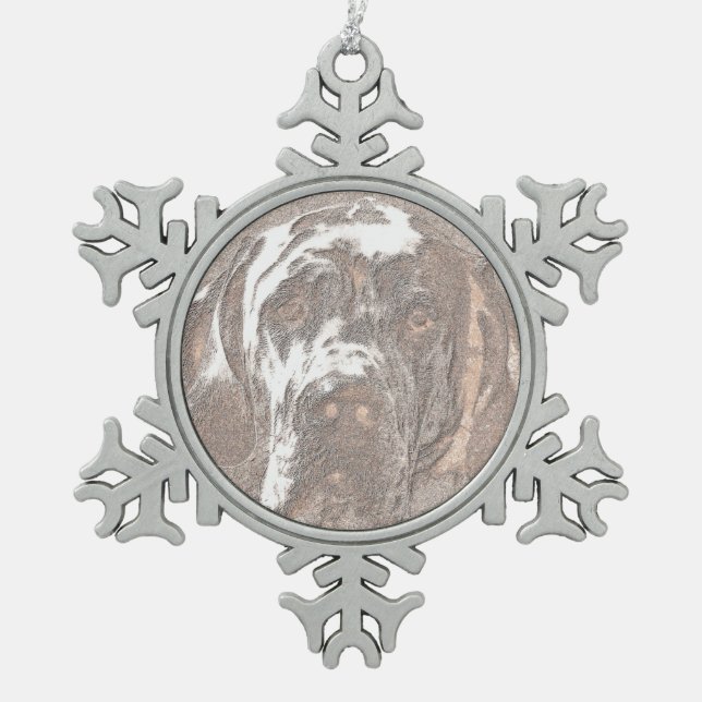 GREAT DANES SNOWFLAKE PEWTER CHRISTMAS ORNAMENT (Front)