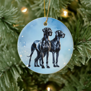 Great Danes Watercolor Ceramic Ornament