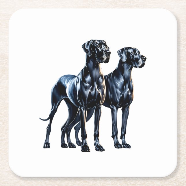 Great Danes Watercolor Square Paper Coaster (Front)