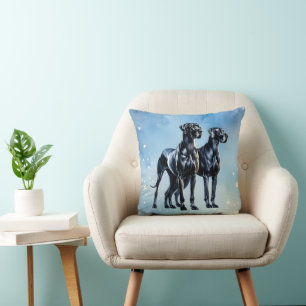 Great Danes Watercolor Throw Pillow