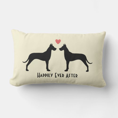 Great Danes Wedding Dogs  Happy Couple Custom Lumbar Pillow