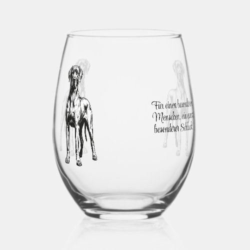 Great Danes with personal dedication Stemless Wine Glass