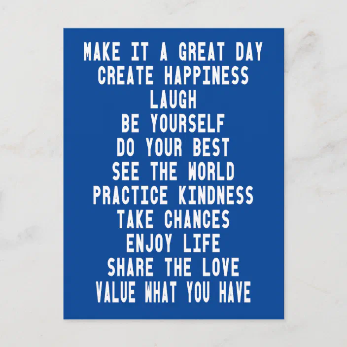 Make It A Great Day Quote Great Day Blue Graphic Inspirational Quotes Postcard | Zazzle.com