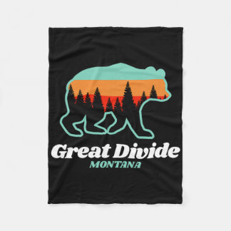 Great Divide Montana Skiing Snowboarding Bear Fleece Blanket