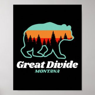 Great Divide Montana Skiing Snowboarding Bear Poster