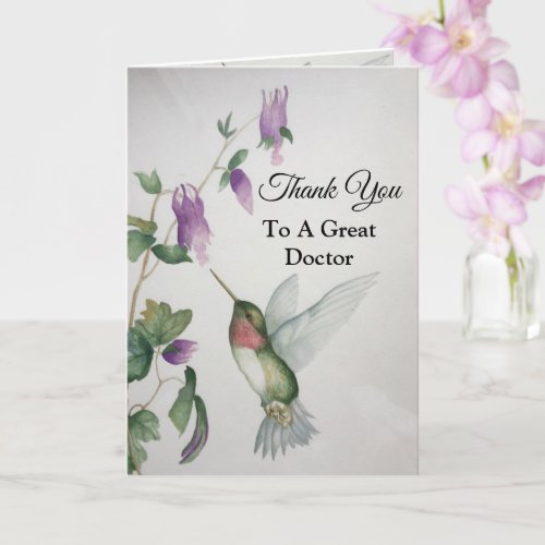 Great Doctor Thank You Hummingbird Garden Card
