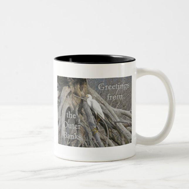 Great Egret (Ardea alba) OBX Outer Banks Two-Tone Coffee Mug (Right)