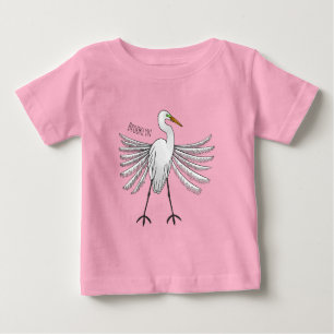 Great egret bird cartoon illustration baby T-Shirt