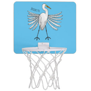 Great egret bird cartoon illustration mini basketball hoop