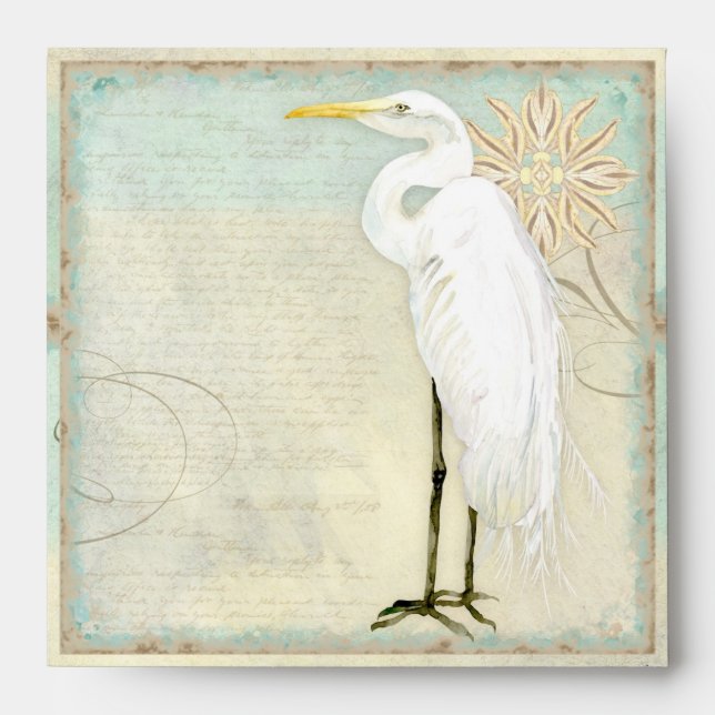 Great Egret Coastal Beach - Wedding Envelope (Front)