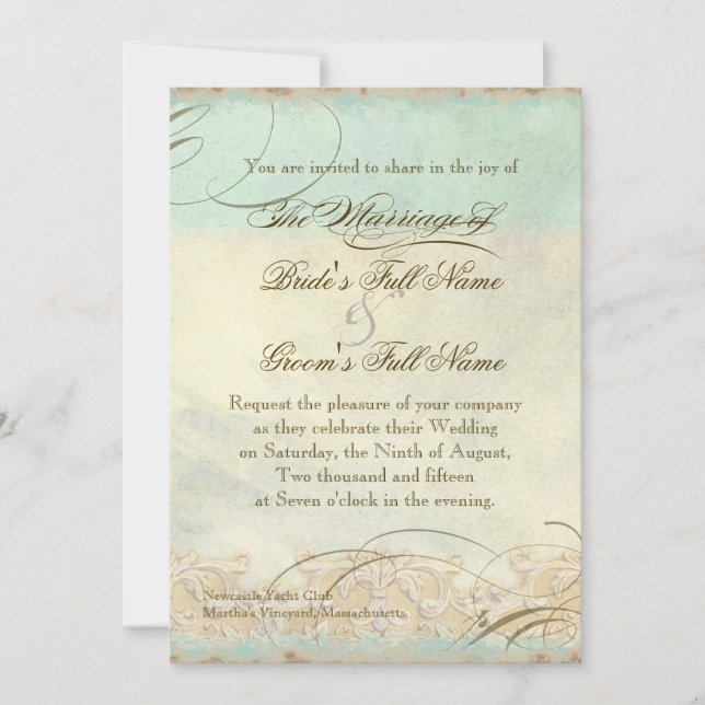 Great Egret Coastal Beach - Wedding Invitation (Front)