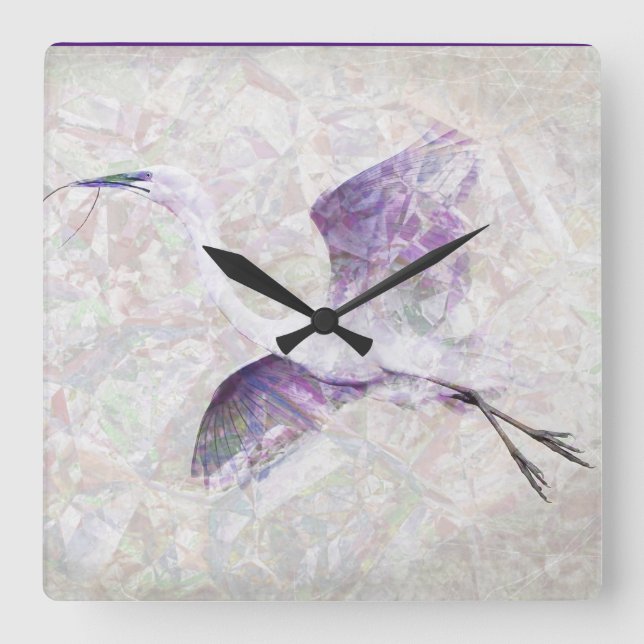 Great Egret Digital Art Clock (Front)