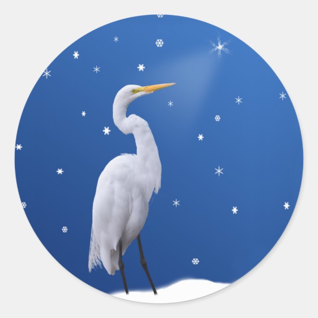 Great Egret Holiday Stickers (Front)