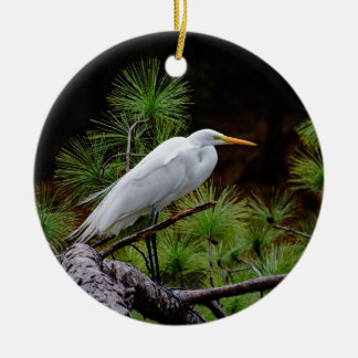 "Great Egret in Flight" Ceramic Ornament