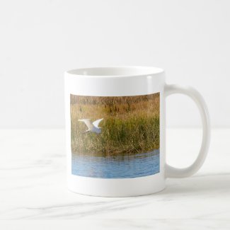 Great Egret in Flight Coffee Mug