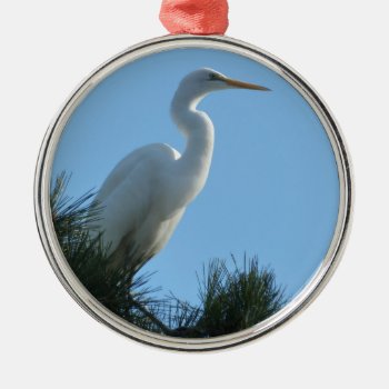 Great Egret In Sunny Florida Metal Ornament by mlewallpapers at Zazzle