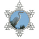Great Egret in Sunny Florida Snowflake Pewter Christmas Ornament