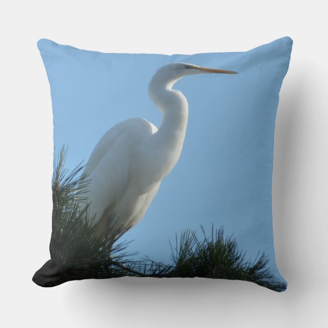 Great Egret in Sunny Florida Throw Pillow (Front)