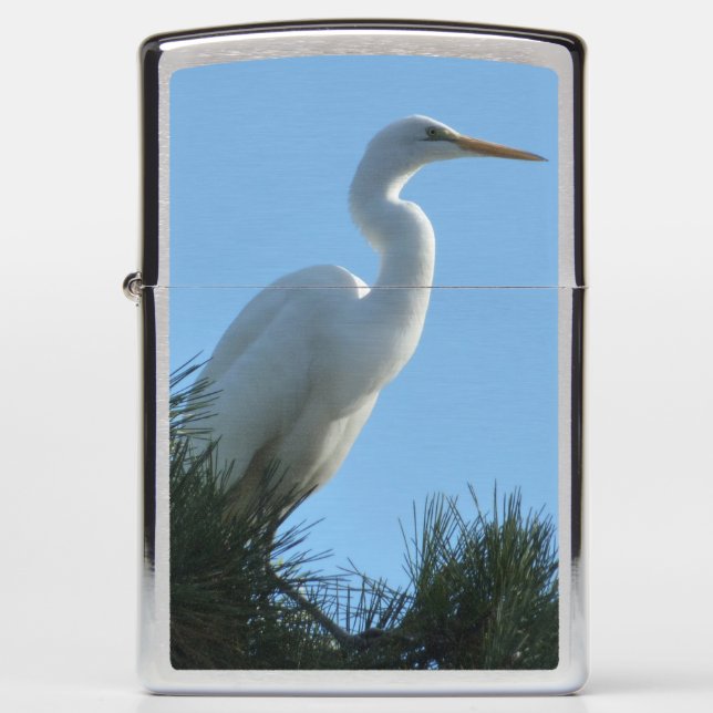 Great Egret in Sunny Florida Zippo Lighter (Front)