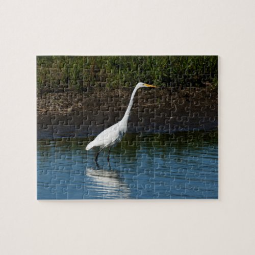Great Egret on the Shoreline Jigsaw Puzzle