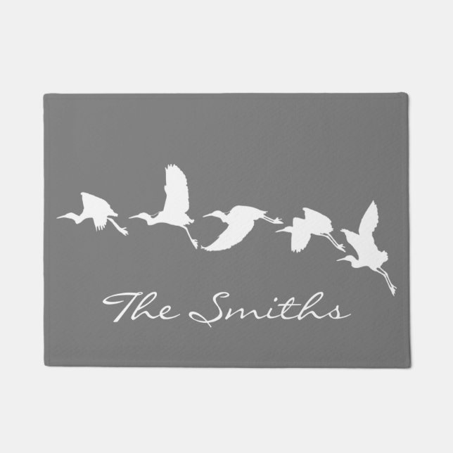 Great Egrets in Flight (Choose background color) Doormat (Front)