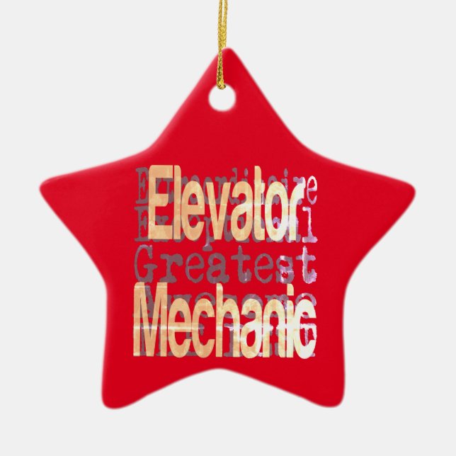 Great Elevator Mechanic Ceramic Ornament (Front)