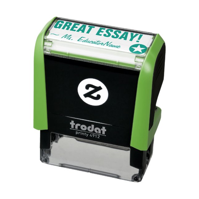 "GREAT ESSAY!" + Teacher Name Rubber Stamp (Product)