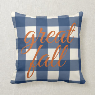 Great Fall Elegant Autumn Orange Navy Blue Organic Throw Pillow