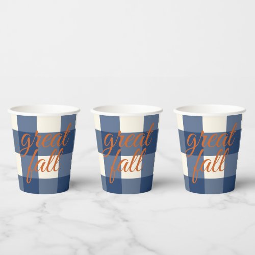 Great Fall Farmhouse Autumn Orange Blue Organic Paper Cups