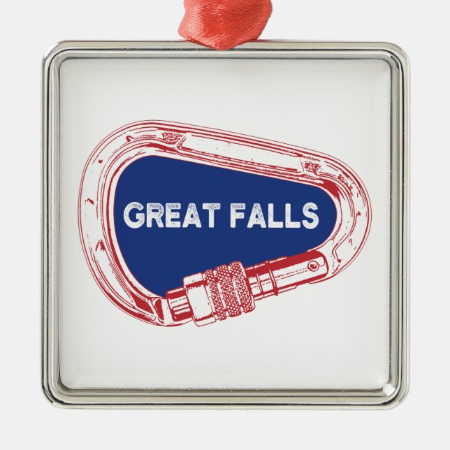 Great Falls Climbing Carabiner Metal Ornament (Front)