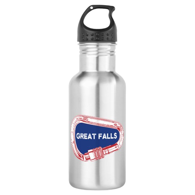 Great Falls Climbing Carabiner Stainless Steel Water Bottle (Front)