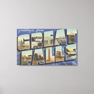 Great Falls, Montana - Large Letter Scenes 2 Canvas Print