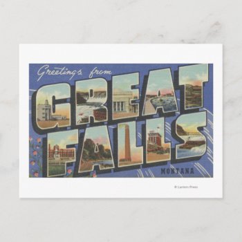 Great Falls  Montana - Large Letter Scenes 2 Postcard by LanternPress at Zazzle