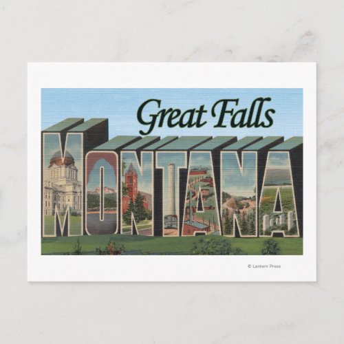 Great Falls Montana _ Large Letter Scenes Postcard