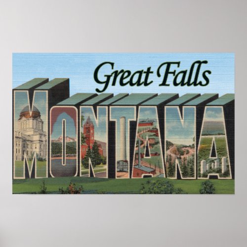 Great Falls Montana _ Large Letter Scenes Poster
