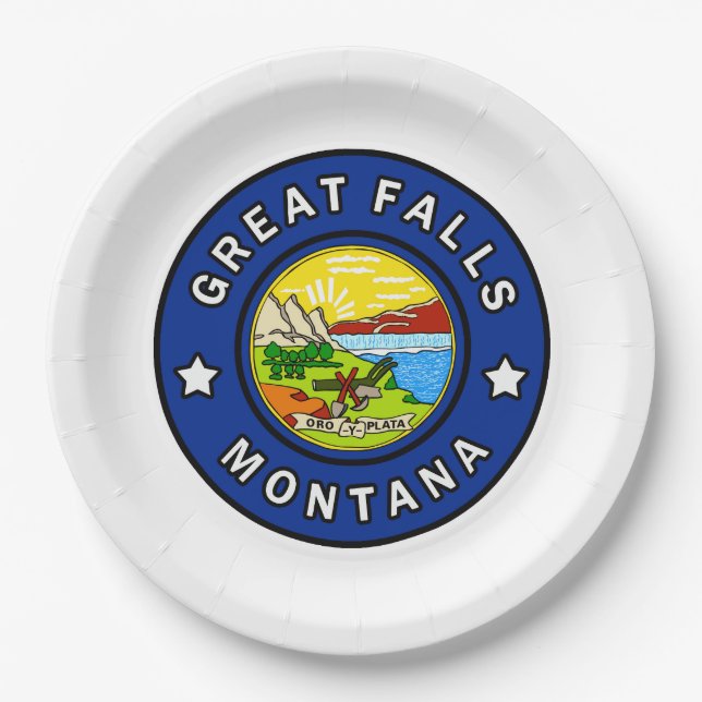 Great Falls Montana Paper Plates (Front)