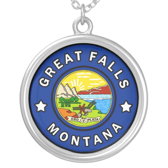 Great Falls Montana Silver Plated Necklace (Front)