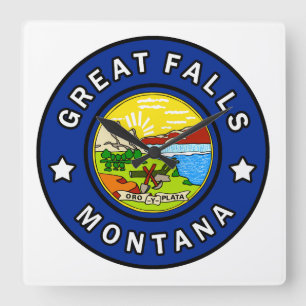 Great Falls Montana Square Wall Clock