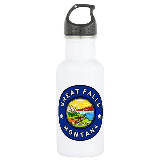 Great Falls Montana Stainless Steel Water Bottle (Front)