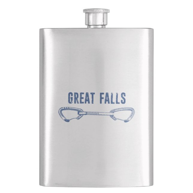 Great Falls Virginia Rock Climbing Quickdraw Flask (Front)
