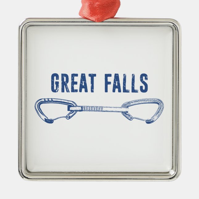 Great Falls Virginia Rock Climbing Quickdraw Metal Ornament (Front)