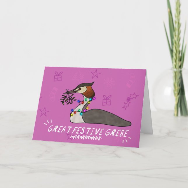Great Festive Grebe Greetings Card (Front)