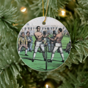 Great Fight for the Championship, Vintage Boxing Ceramic Ornament